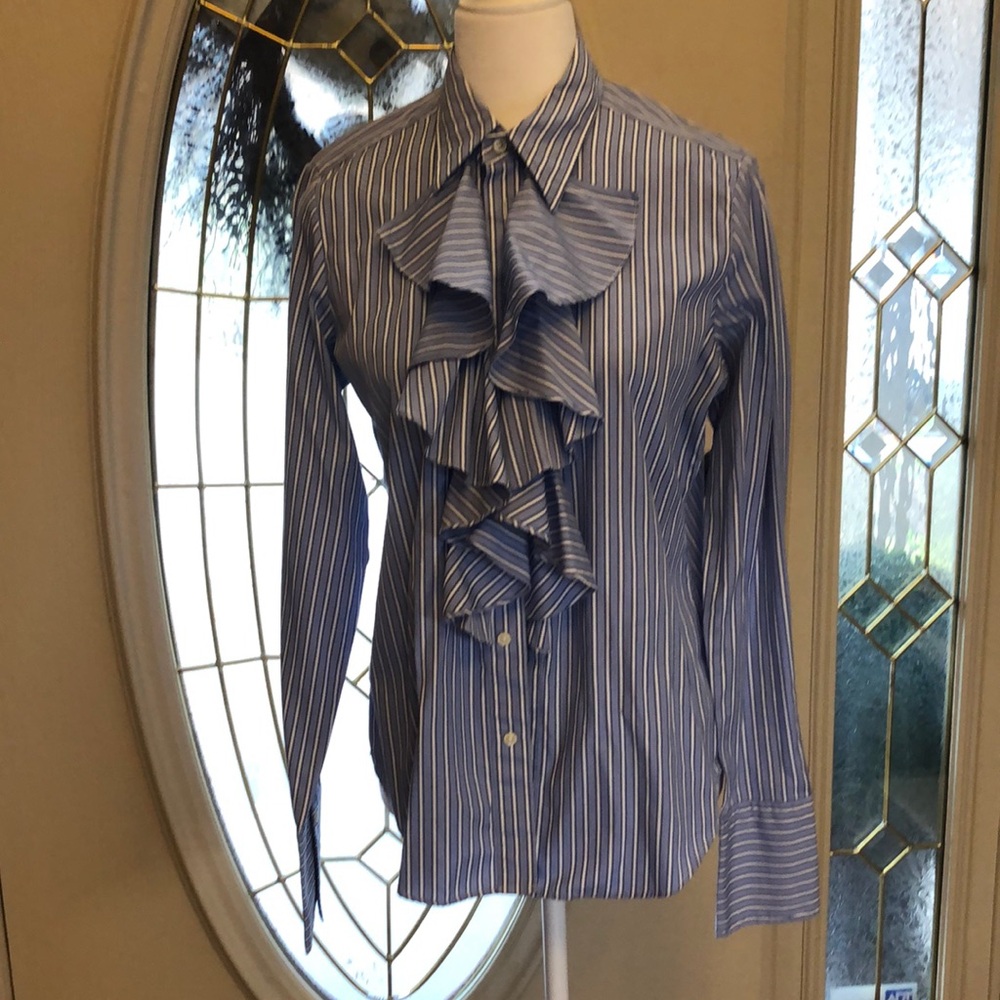 Ralph Lauren Striped Button-Up with Ruffles